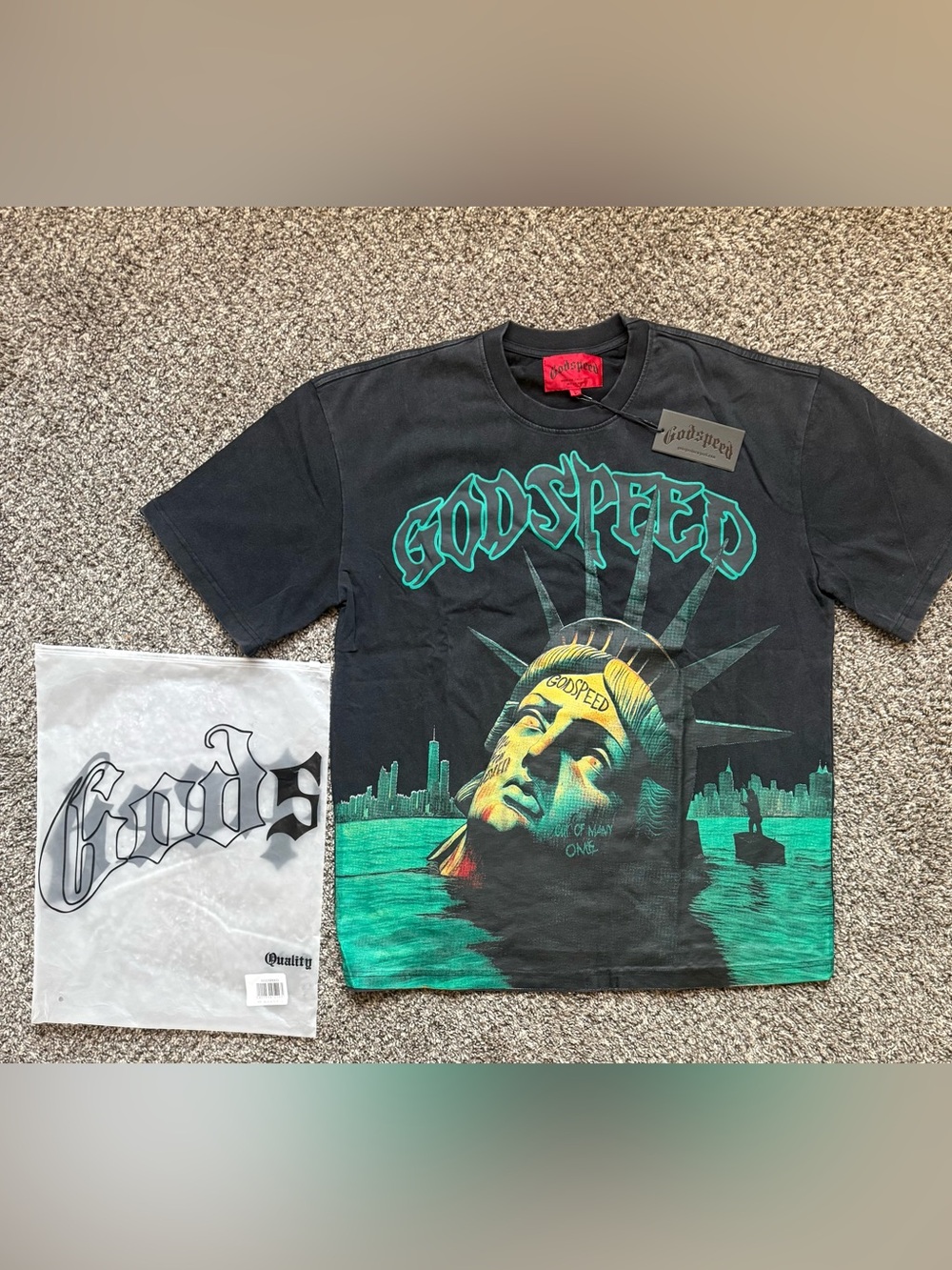 Godspeed Black Short-Sleeve Graphic Tee with Teal Print